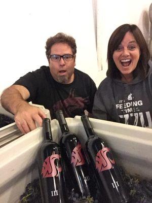 Dave (winemaker) & Annette (owner) thrilled they created an awesome wine for WSU's Wine-By-Cougs program!