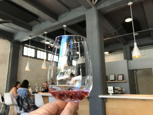 Cheers to a glass of Rose of Grenache at Brooklyn West Winery in Oakland.