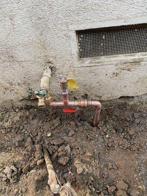 Repair on a incoming cold water pipe ... installed copper pipe