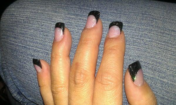 Black with silver sparkle tips & pink with sparkle