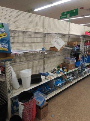 Empty shelves with no product on it.