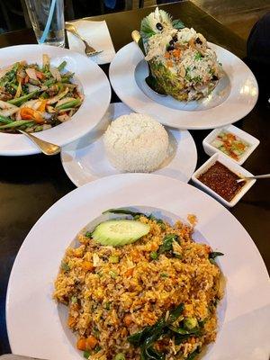 Thai basil fried rice  Pineapple fried rice with chicken  Thai basil stir fry with shrimp