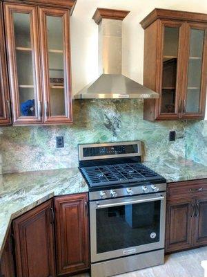 Custom Kitchen Counters with Full Height Backsplash