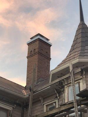 Massive chimney cap installed on historic home in Mocksville NC