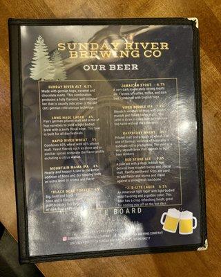 Beer menu