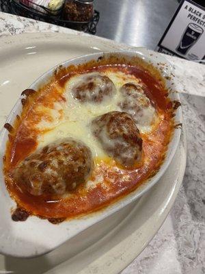 Meatball and mozzarella appetizer.