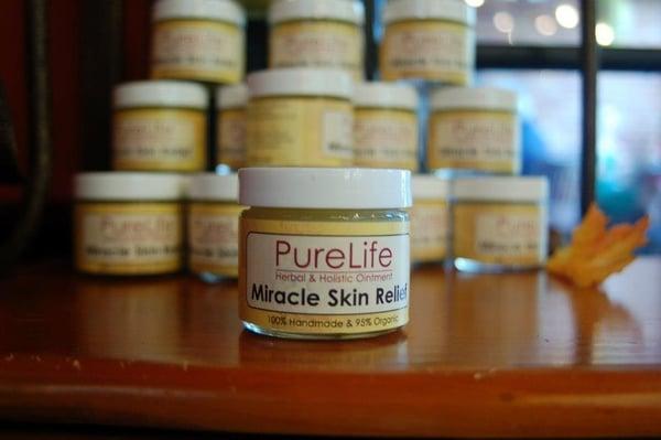 Miracle Skin Relief, your first aid kit in a jar. Locally made with Organic Ingredients.