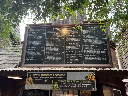 Their menu board.