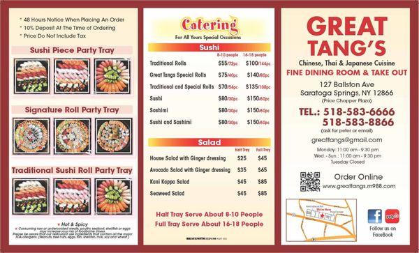 Catering menu