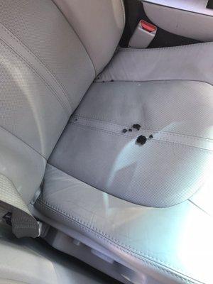 Glass stuck in seats