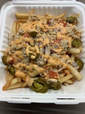 Disgusting chicken and cheese fries