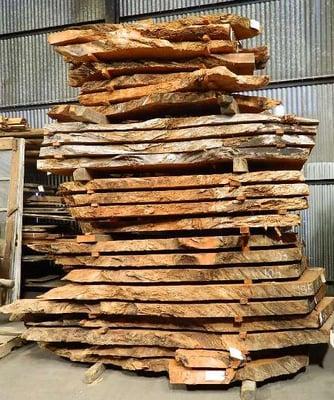 Salvaged redwood stump flitches for sale at our Cambridge retail warehouse and showroom.