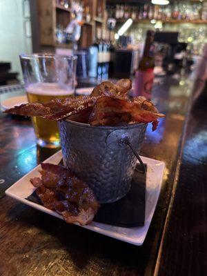 The BLT is soooo much amazing bacon (pictured here, piled on top of the meatball bucket!)