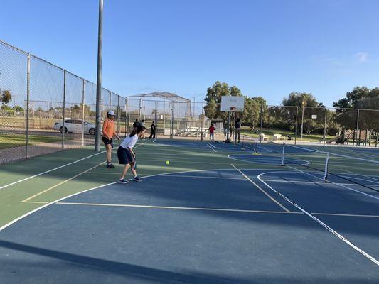 pickleball lines are over the basketball court