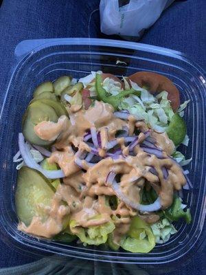 Salad with chipotle southwest sauce