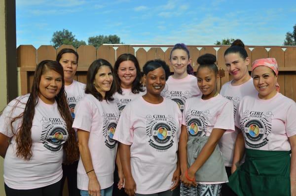 some of our wonderful staff modeling our new shirts