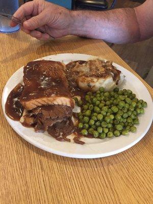 My husbands hot roast beef sandwich. It was a meal.