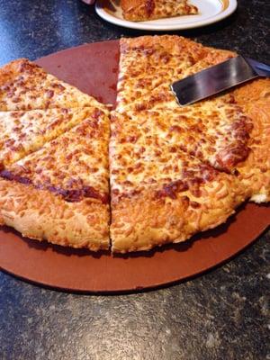 Cheese pizza with Asiago crust!