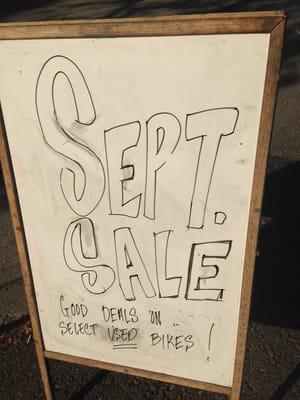 September sale *One week sale on many used bikes.