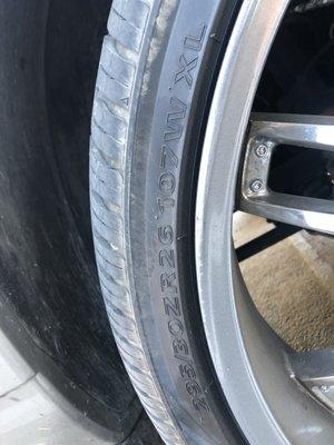 This is the tire they put COMPLETELY WRONG SIZE !!! check other three photos to see correct size