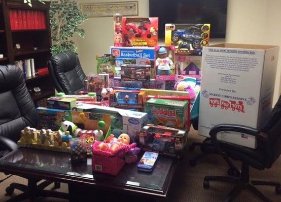 Sixteen days left to donate. You can drop off new un-rapped toys at our office