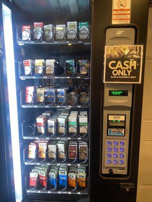 A cigarette machine in the gift shop