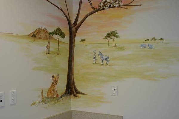 Kid friendly exam rooms- this is the safari room.