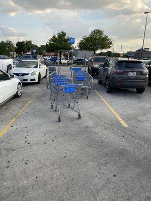 Carts left in parking lot that I was told, by Walmart employee, that I have to go retrieve if I wanted to shop.