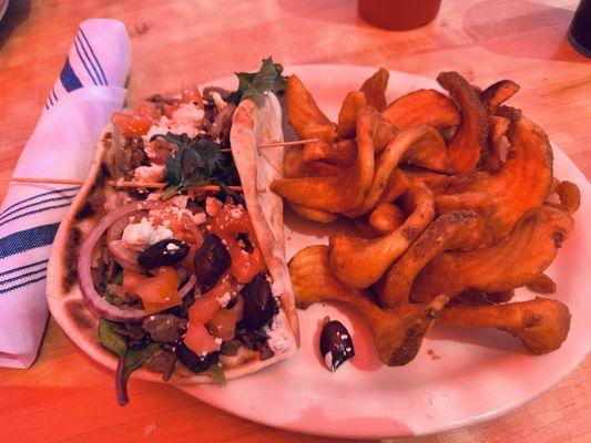 Lamb Gyro with fries