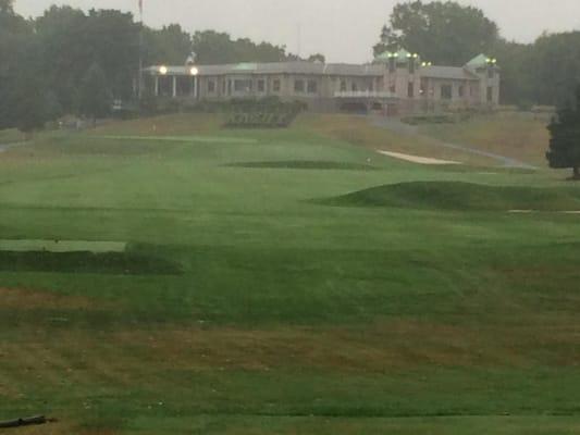 18th hole. Extremely difficult. Wide open tee shot, but at 440 yards, definitely a long approach coming to elevated green.