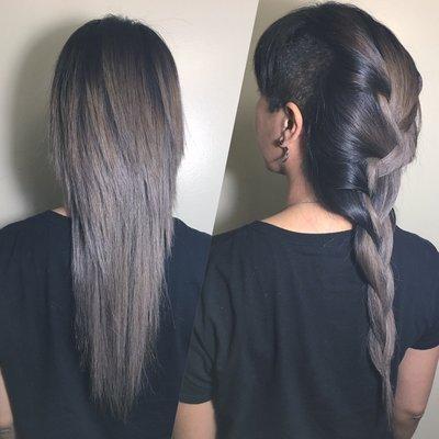 Smokey ash grey balayage and undercut