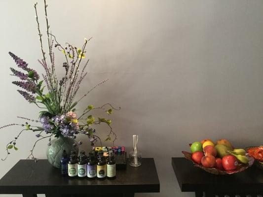 Aromatherapy special oils and complimentary fruit promotes healthy minds and bodies