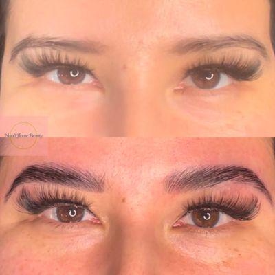 Brow lamination, tinting, and wax