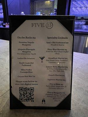 Drink menu