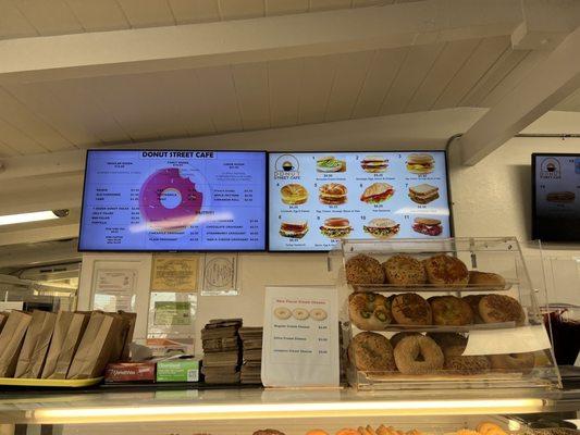 Menu and the biggest bagels I've ever seen