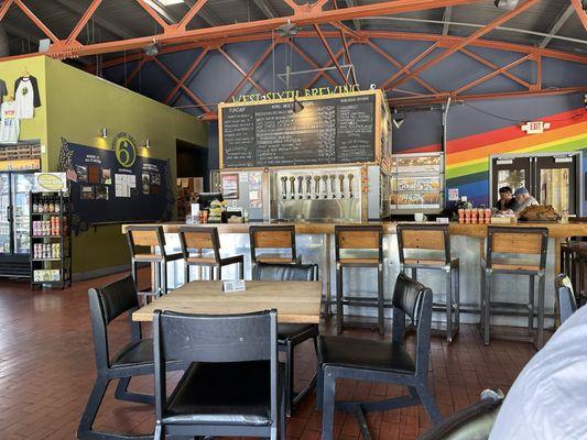 View of bar area and menu.