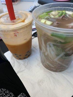 Pho and Tai tea with boba