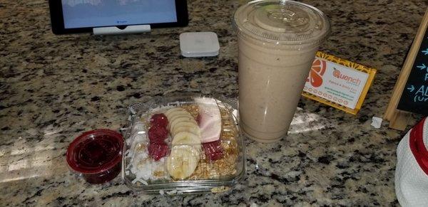 Mom! Root shot, Green Goddess bowl & Morning Buzz smoothie!!