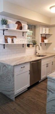 Granite counter with waterfall