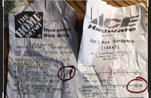 Home Depot verses ace two times more