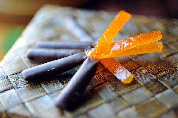 A favorite! Dark chocolate dipped orange peel (Vegan & gluten free)