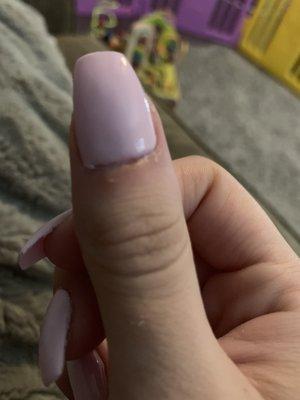 Nail shape wrong. All cut up.