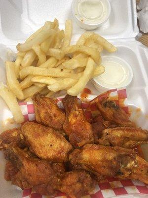 15 piece hot wings and fries!