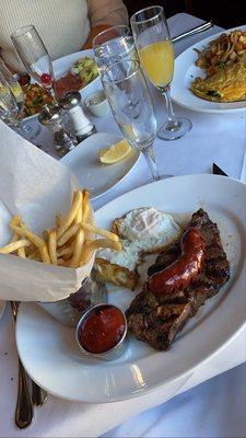 Brunch: Steak and Eggs, comes with Chorizo and French Fries