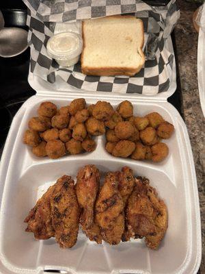 Lemon pepper smoked wings with fried okra