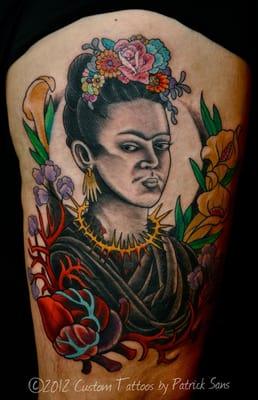 Frieda Kahlo Portrait Tattoo, Patrick Sans