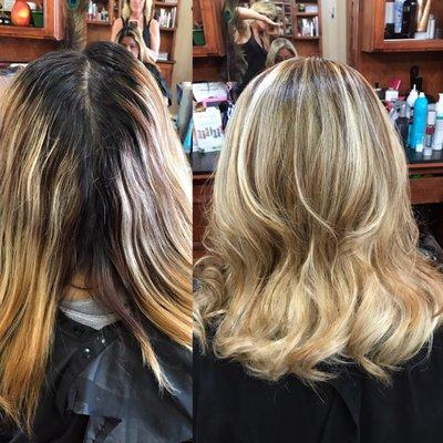 Balayage and baby lights by kelly