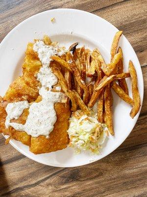 Friday Fish Fry with coleslaw and french fries