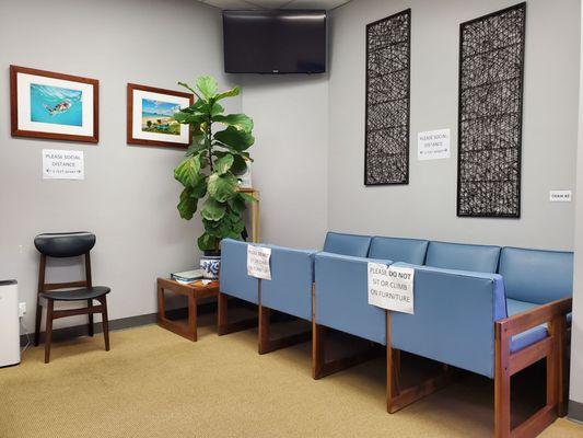 Chairs spaced out and only for patients