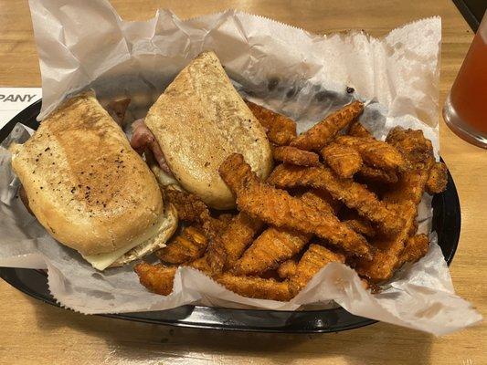 Cuban with sweet potato fries.  All great.